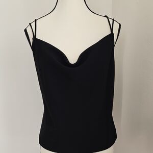 Zara Black Drape Front Camisole Top Size Large
